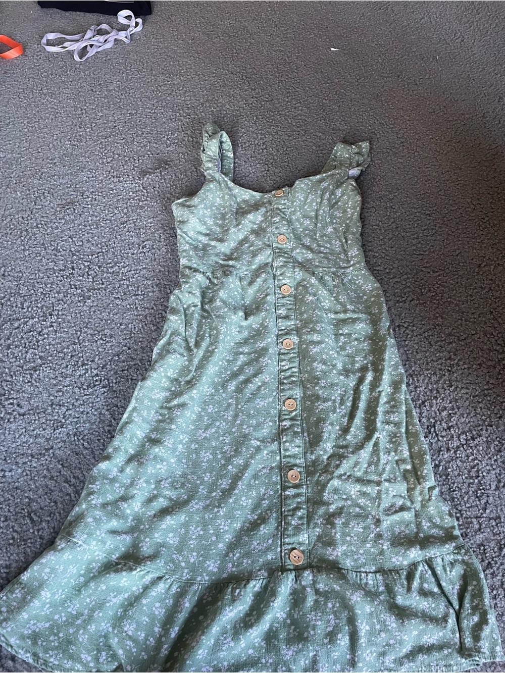 Green Button-Front Floral Sundress